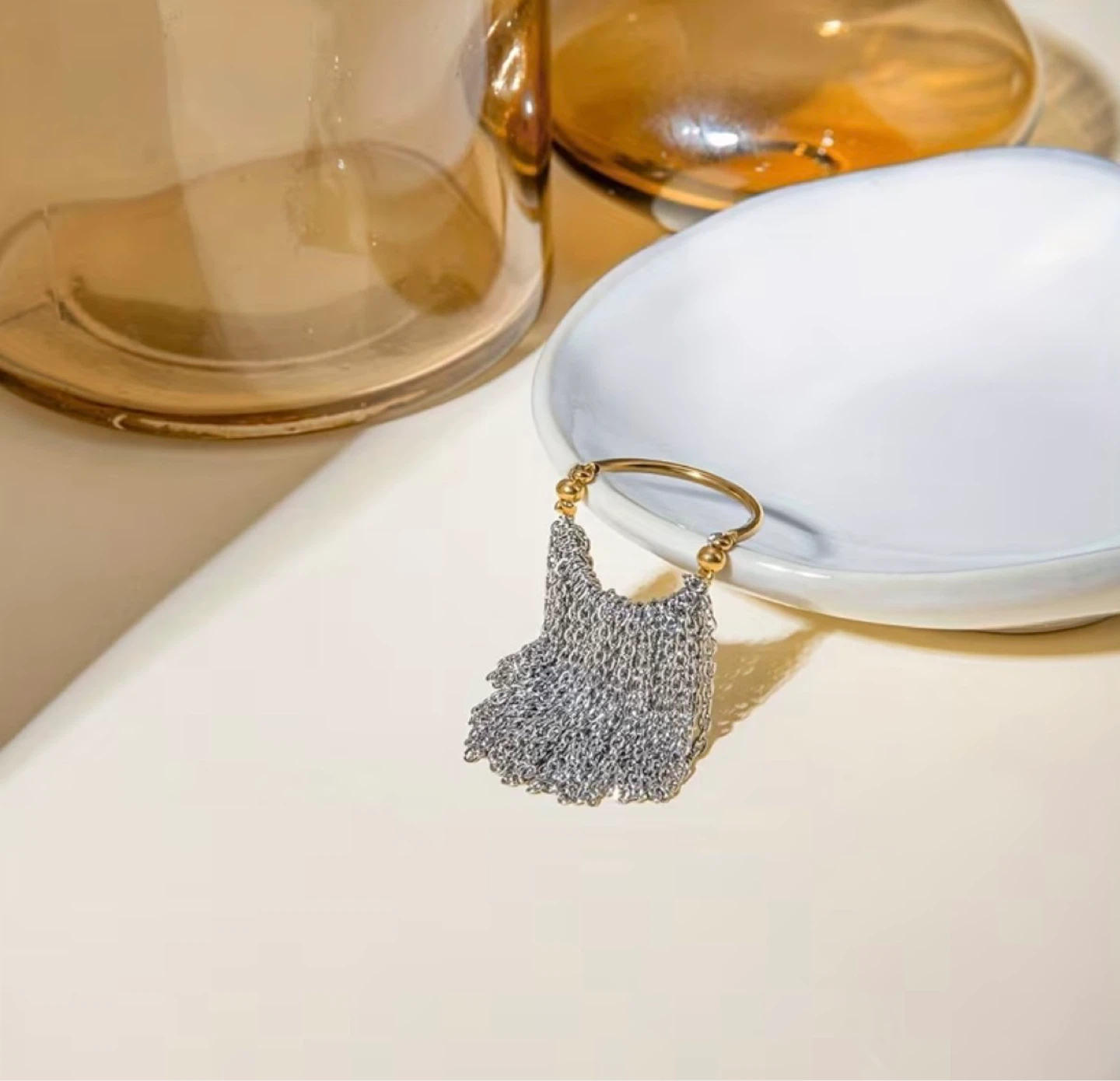 Gold & Silver Chain Fringe Ring - photo 2