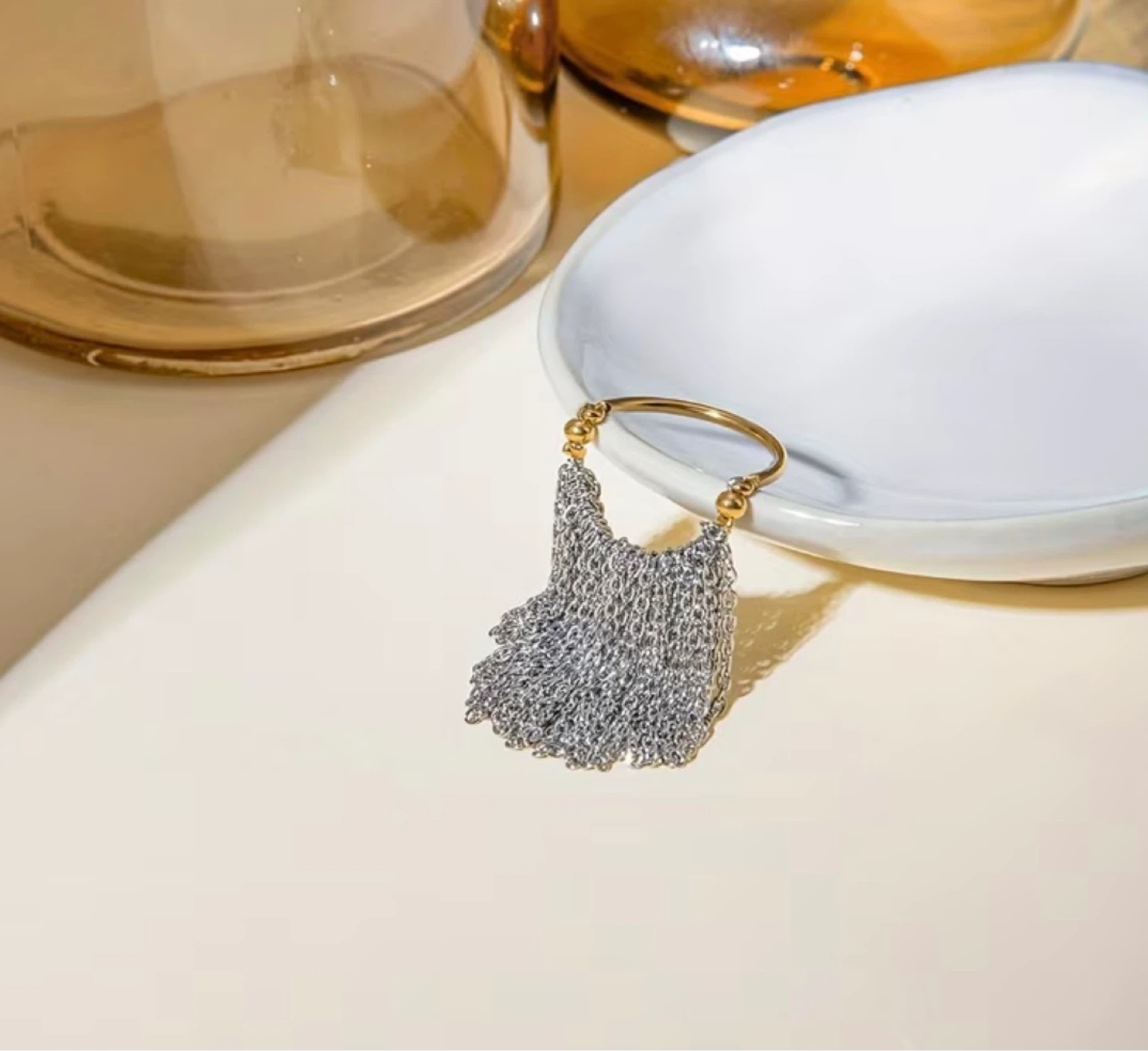 Gold & Silver Chain Fringe Ring - photo 5