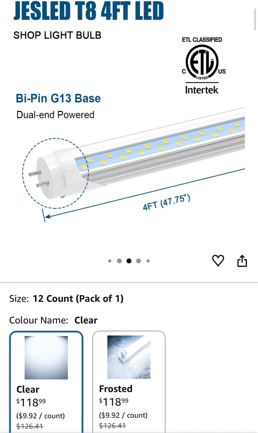 JESLED T8 4FT LED Tube Lights (12 Count) - photo 2
