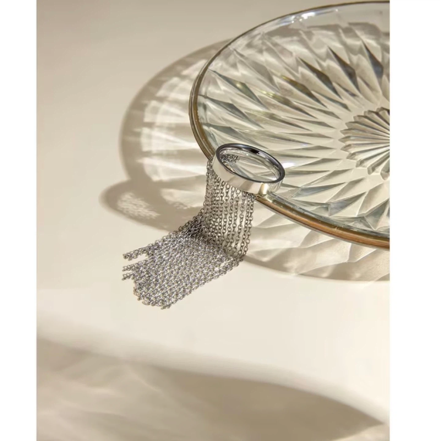 Silver Chain Tassel Fringe Ring - photo 4