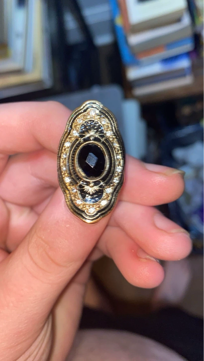 Vintage Style Ring with Black Stone