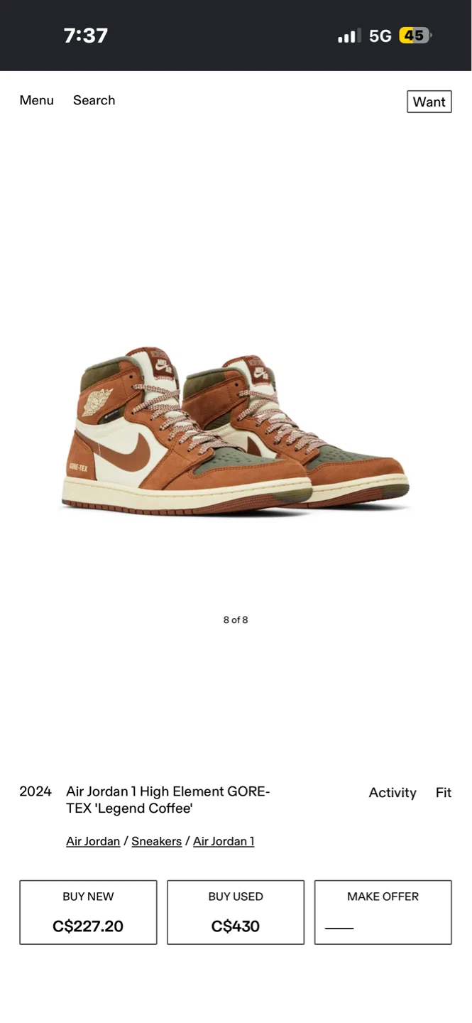 Air Jordan 1 High Element GORE-TEX 'Legend Coffee'