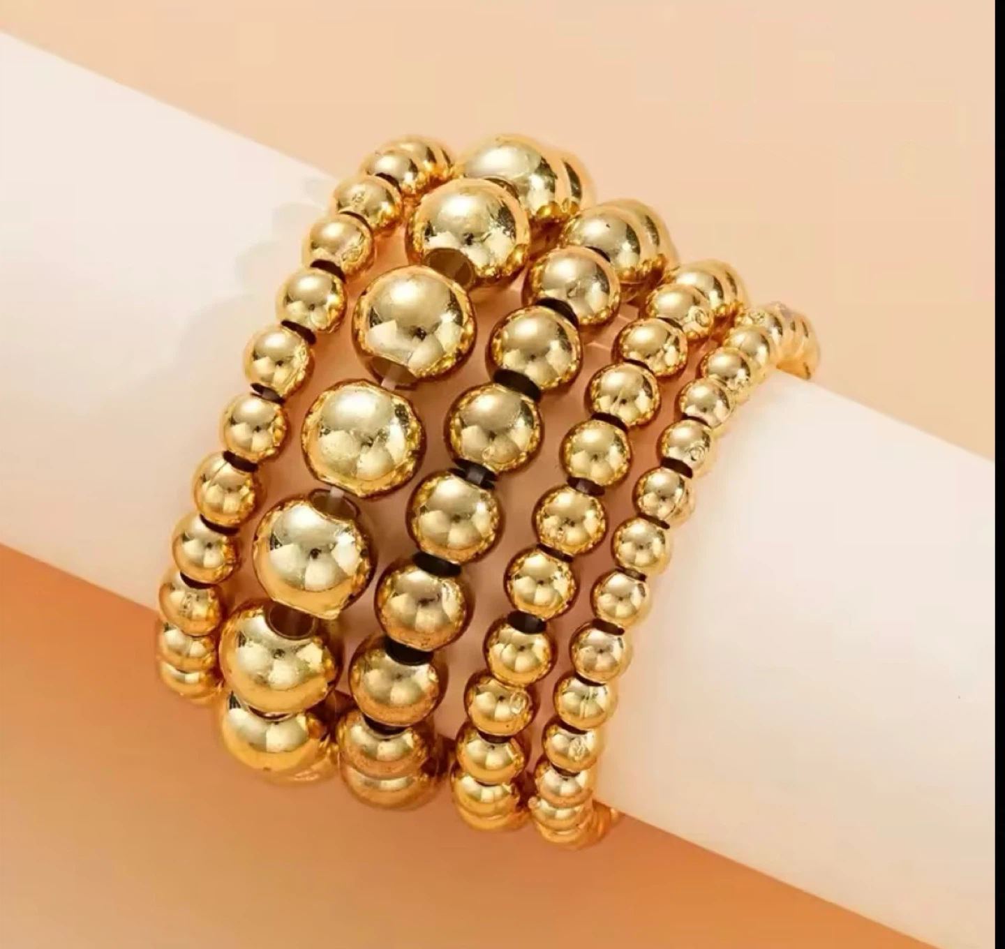 Gold or Silver Beaded Stacking Ring Set (5 Rings) - photo 3