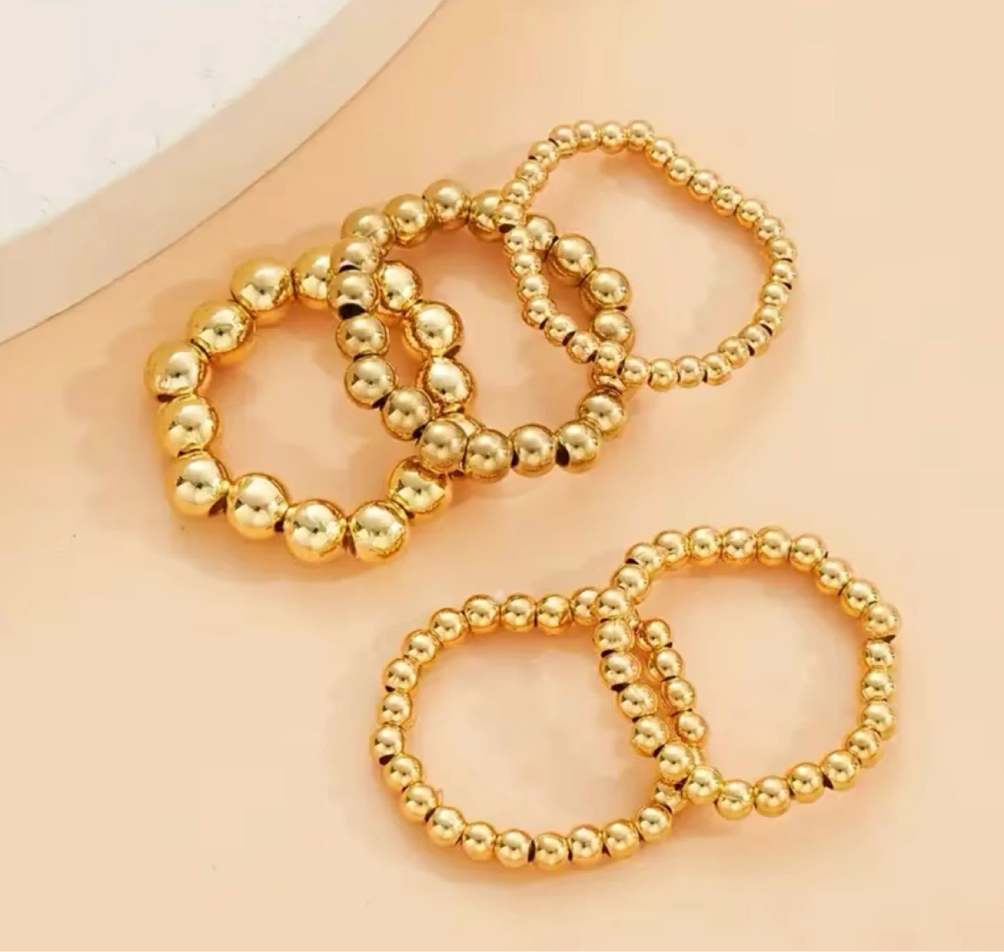 Gold or Silver Beaded Stacking Ring Set (5 Rings) - photo 4