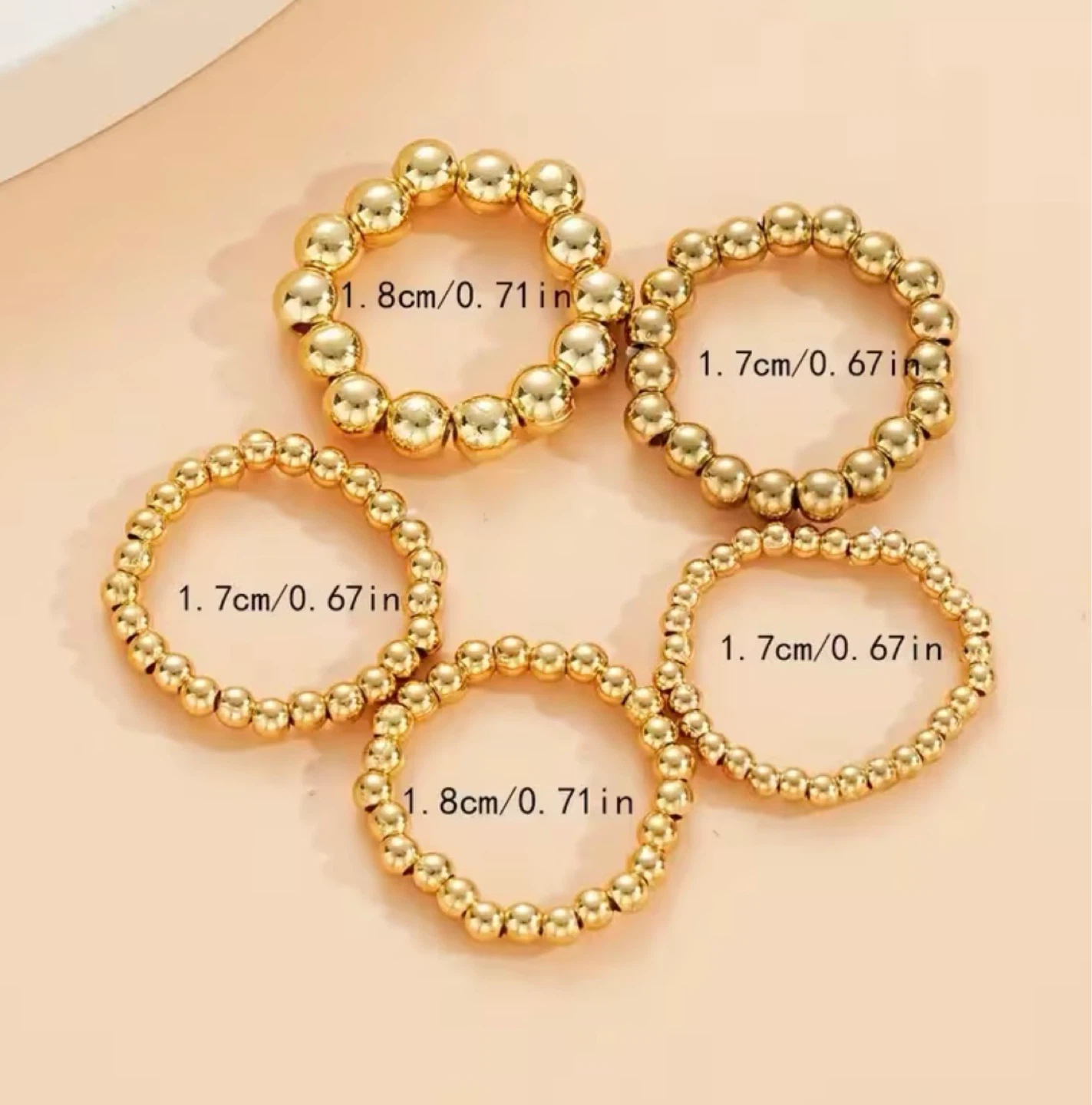 Gold or Silver Beaded Stacking Ring Set (5 Rings) - photo 5