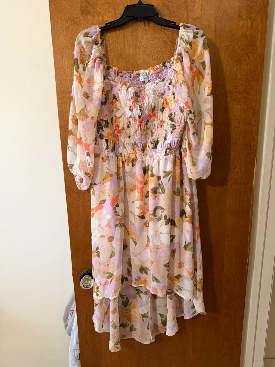 Luxlyn Floral Smocked Midi Dress