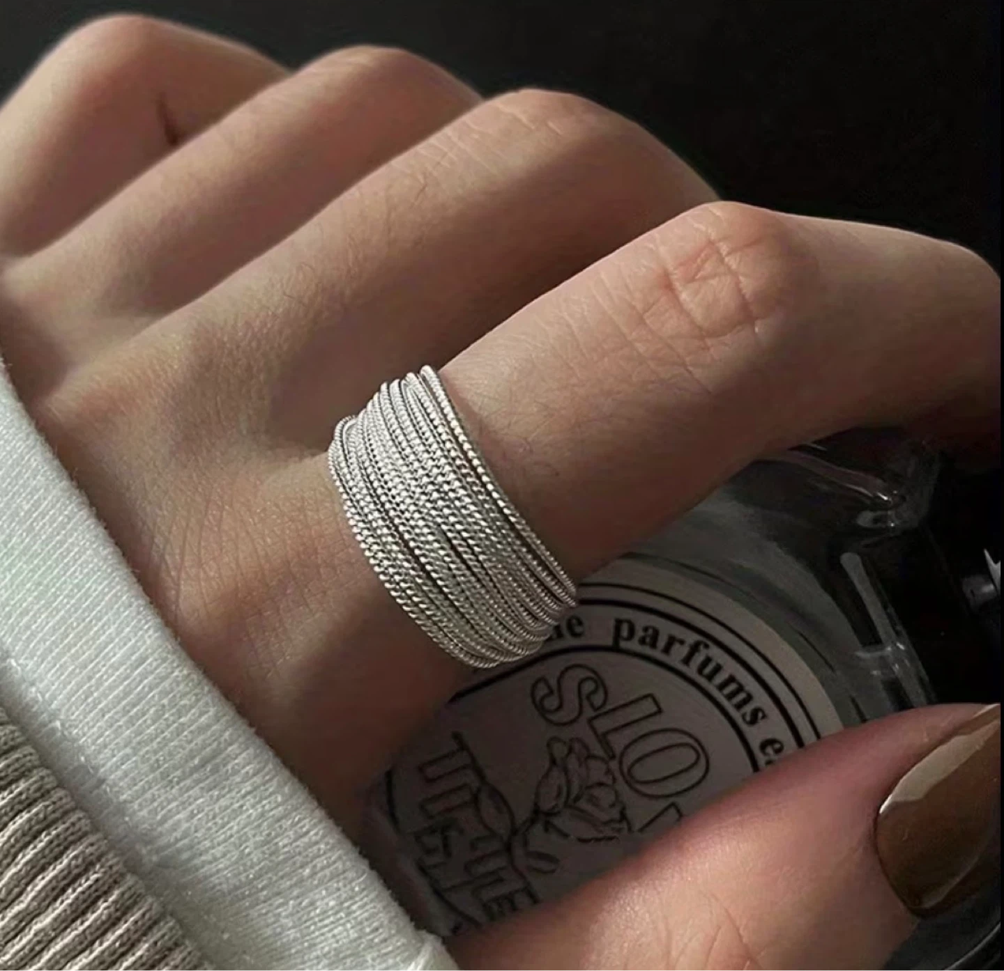 Silver Multi-Layer Twisted Chain Ring - photo 3