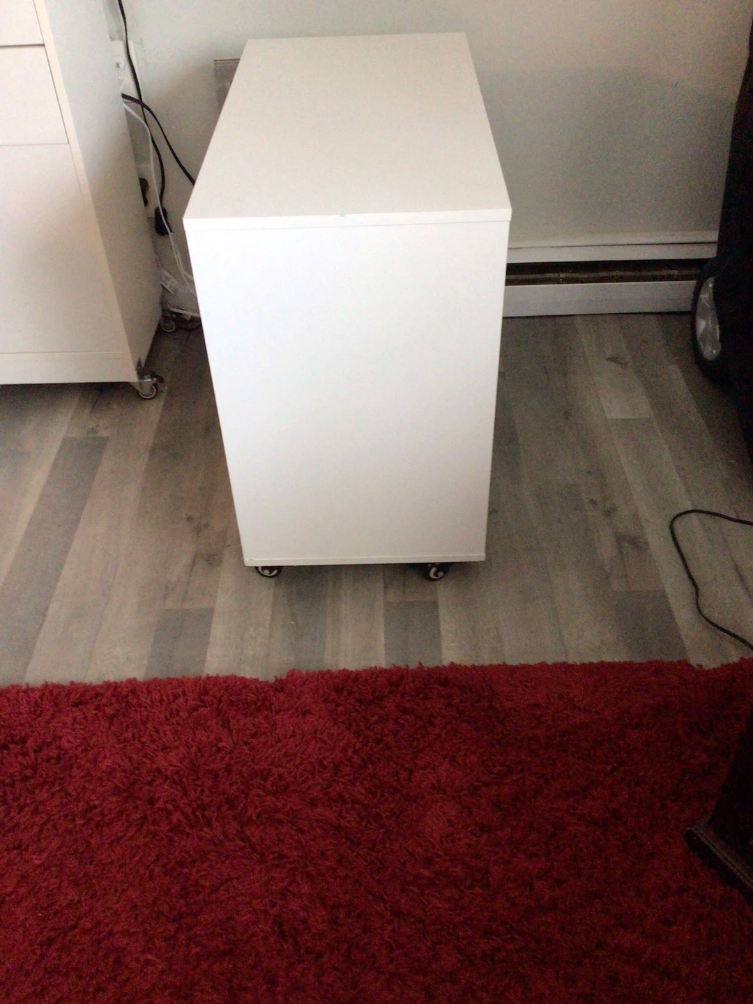White Rolling Storage Cabinet with Drawers and Door - photo 3