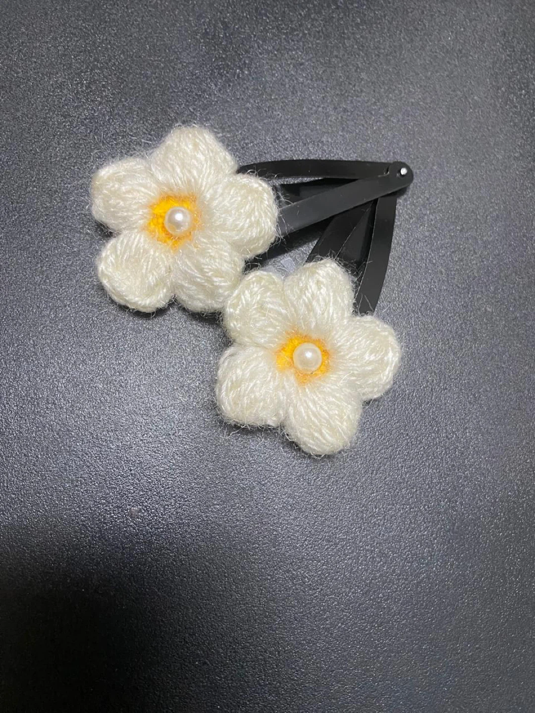 Crocheted Flower Hair Clips
