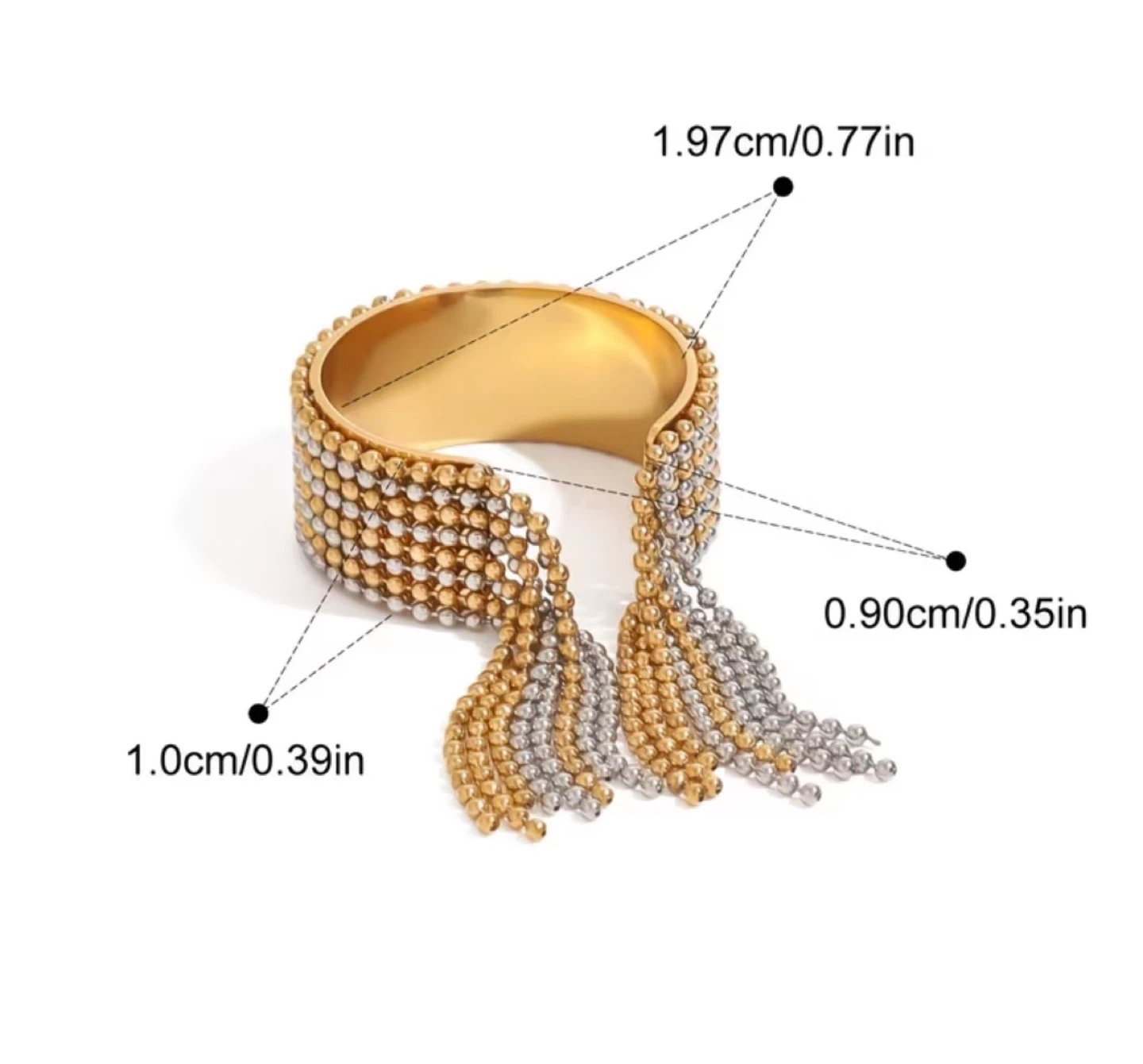 Gold Beaded Fringe Statement Ring - photo 3