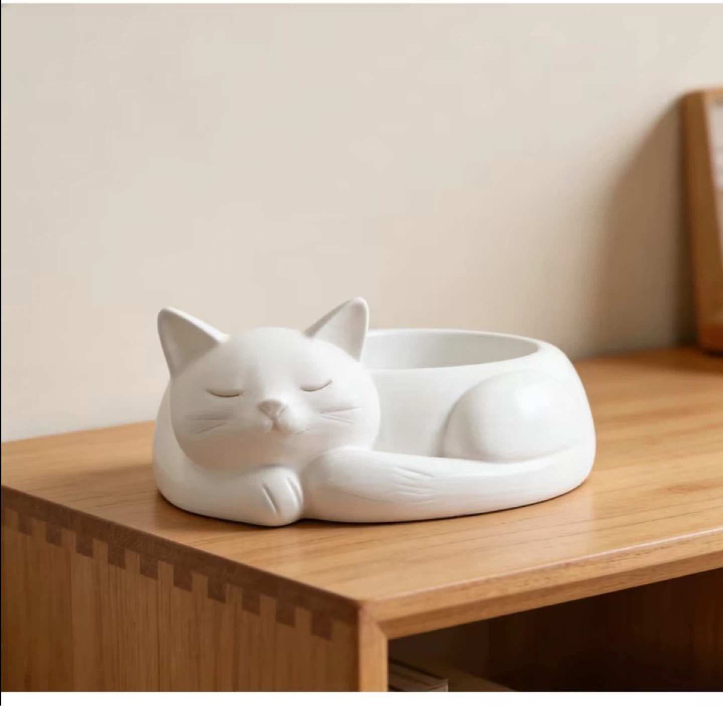 White Sleeping Cat Jewelry & Storage Tray