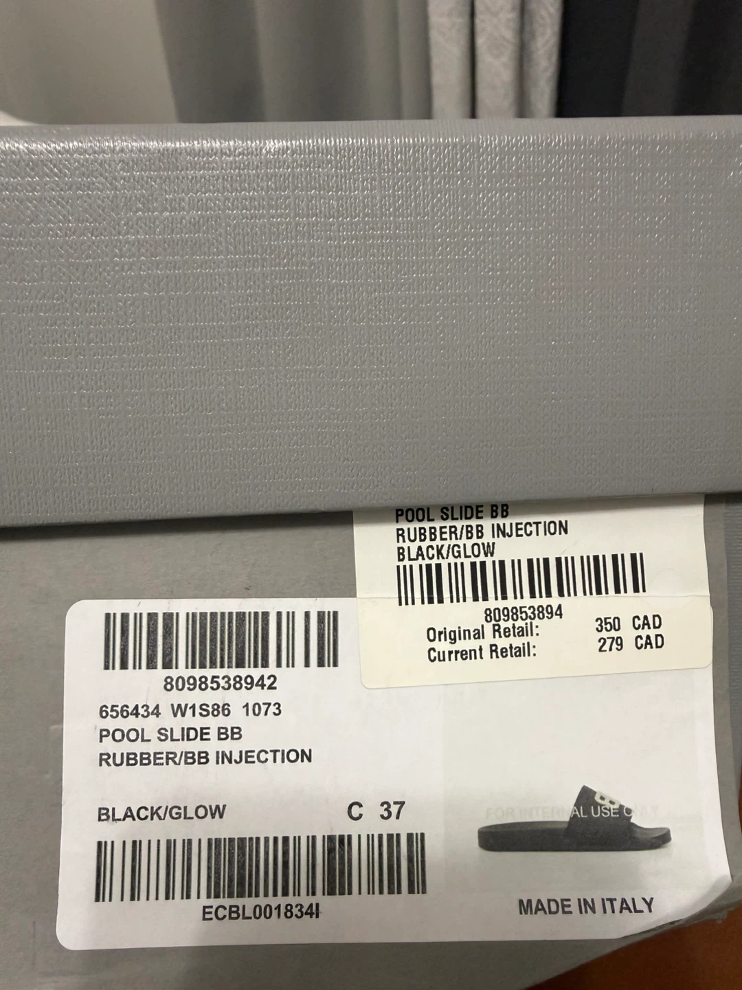 Balenciaga Pool Slide BB Rubber Injection Black/Glow Size 37 - photo 2