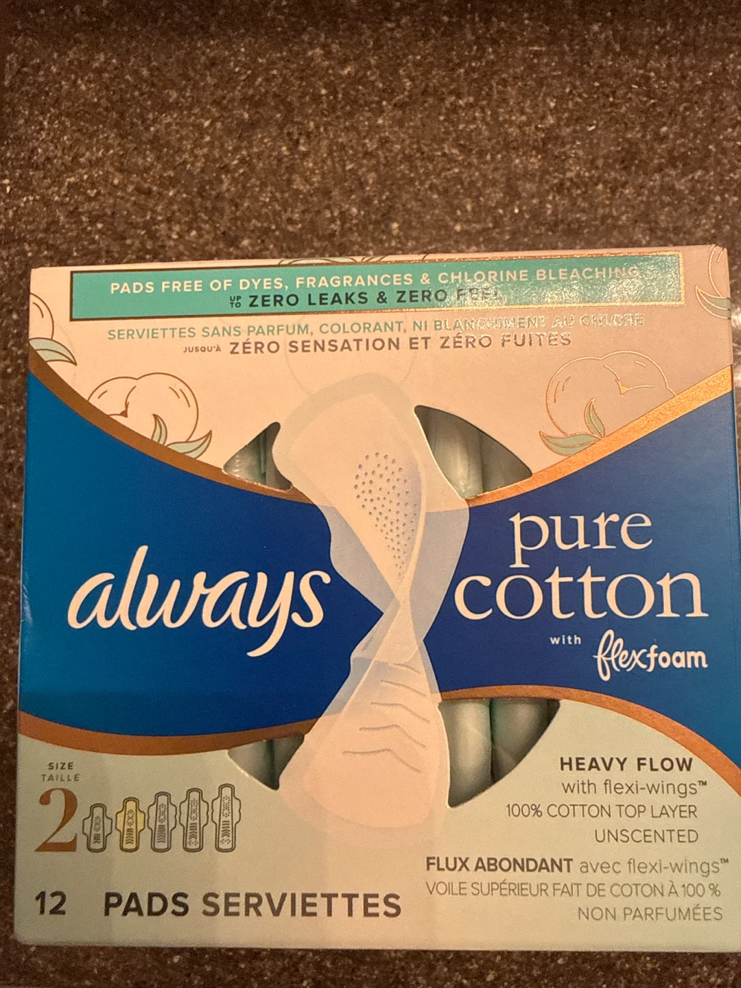 Always Pure Cotton with Flexi-Foam Pads - Size 2