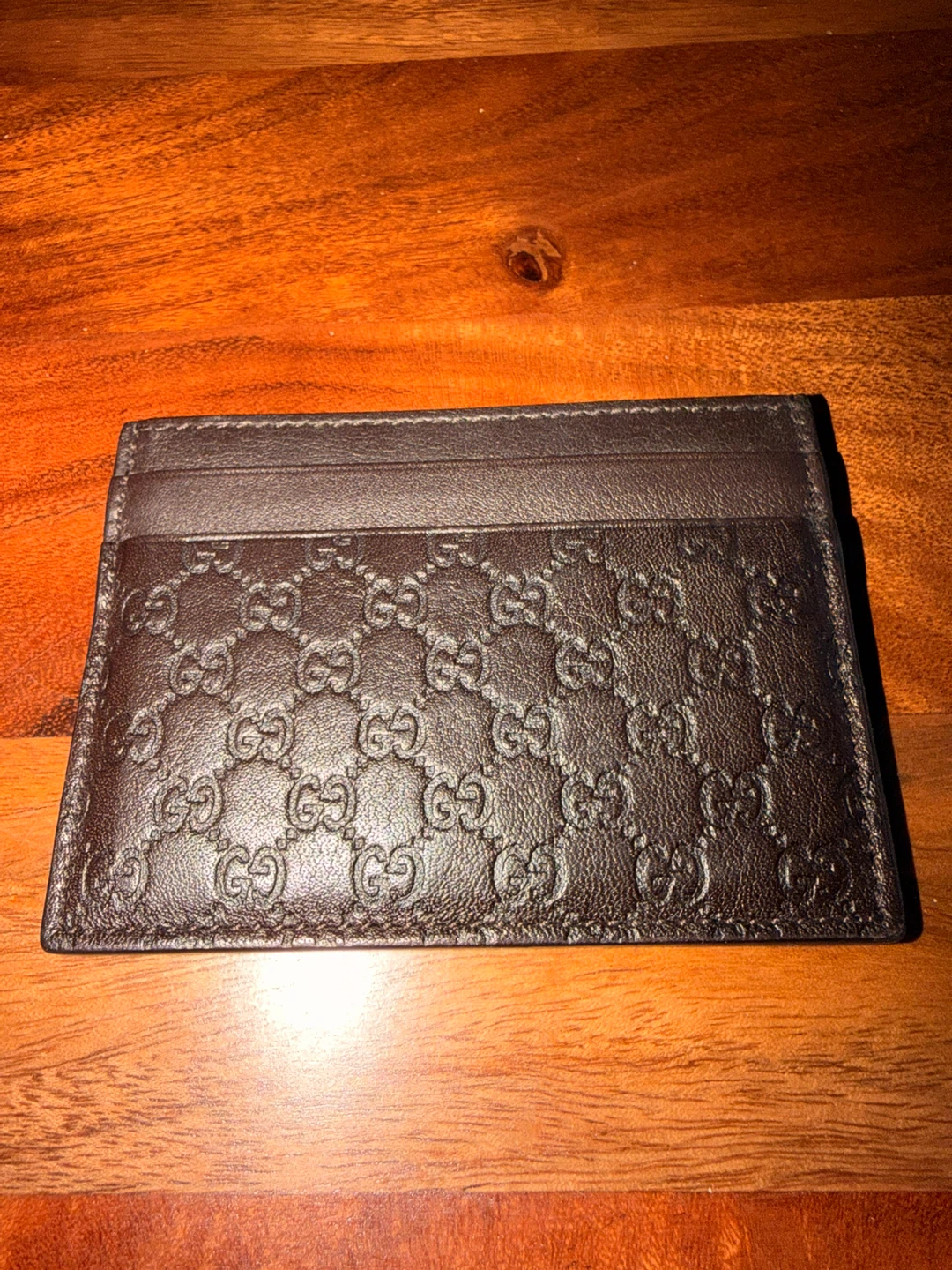 Gucci GG Embossed Leather Card Holder Brand New