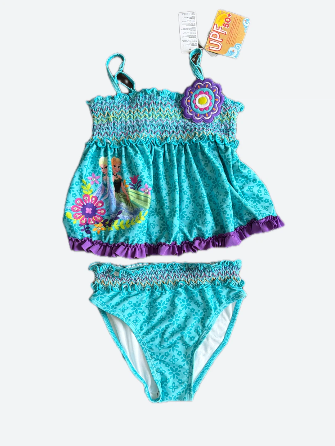 🆕 DISNEY STORE Frozen 2-piece Swimsuit UPF 50+ | Size 7/8 (NWT)🌟