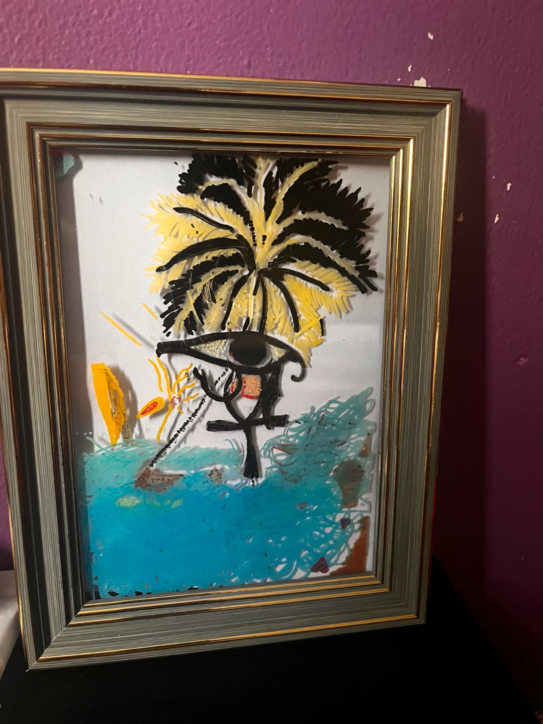 Framed Artwork with Egyptian Eye and Ankh Symbol - photo 3