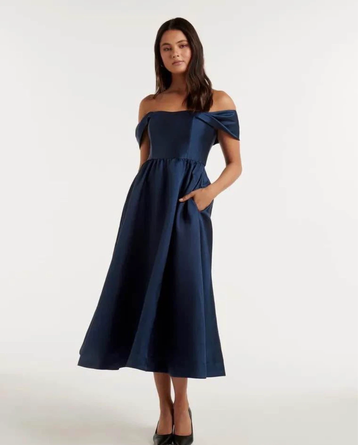 Ever New Emilia Off Shoulder Navy Prom Dress Size 4