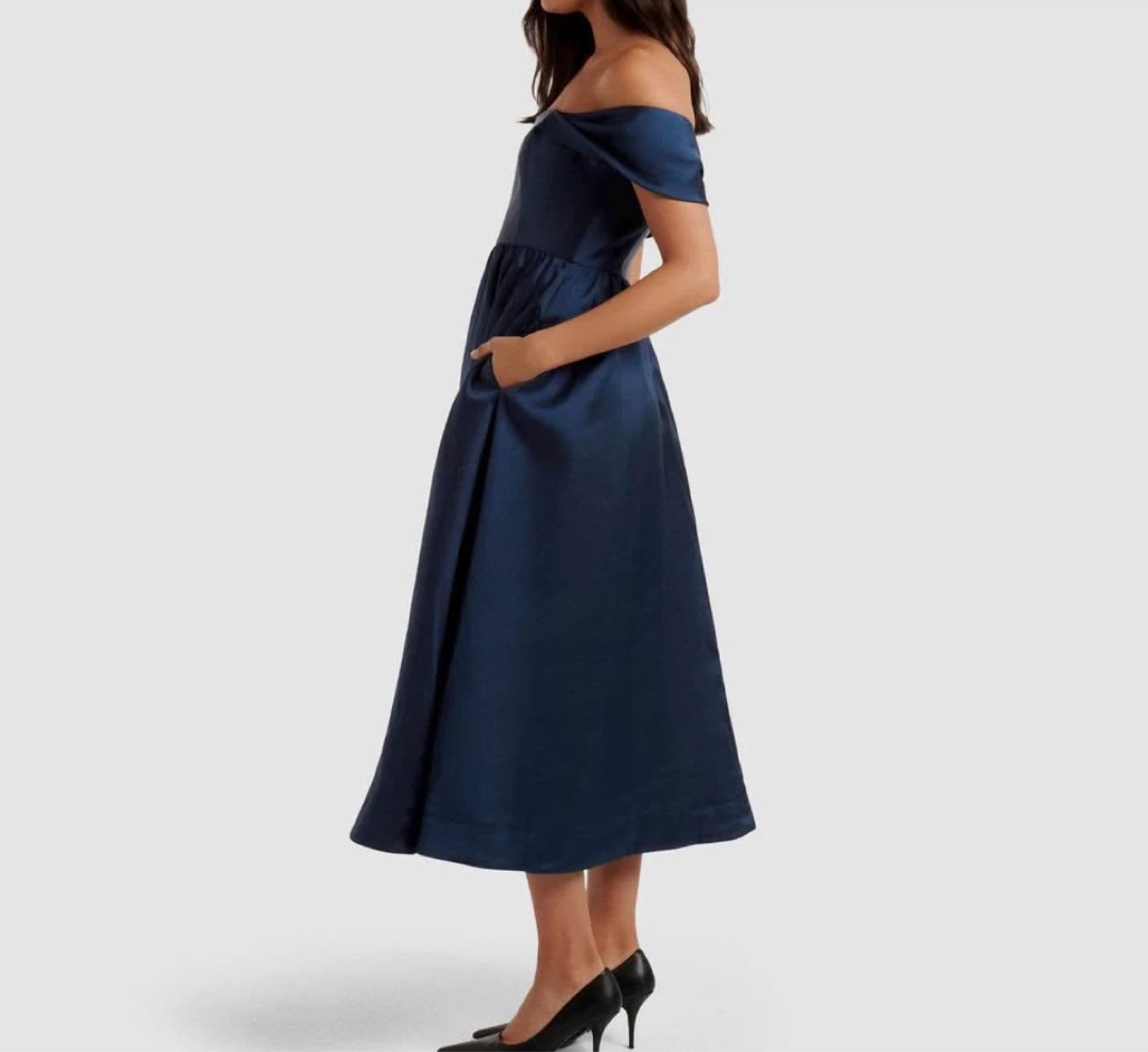 Ever New Emilia Off Shoulder Navy Prom Dress Size 4 - photo 2