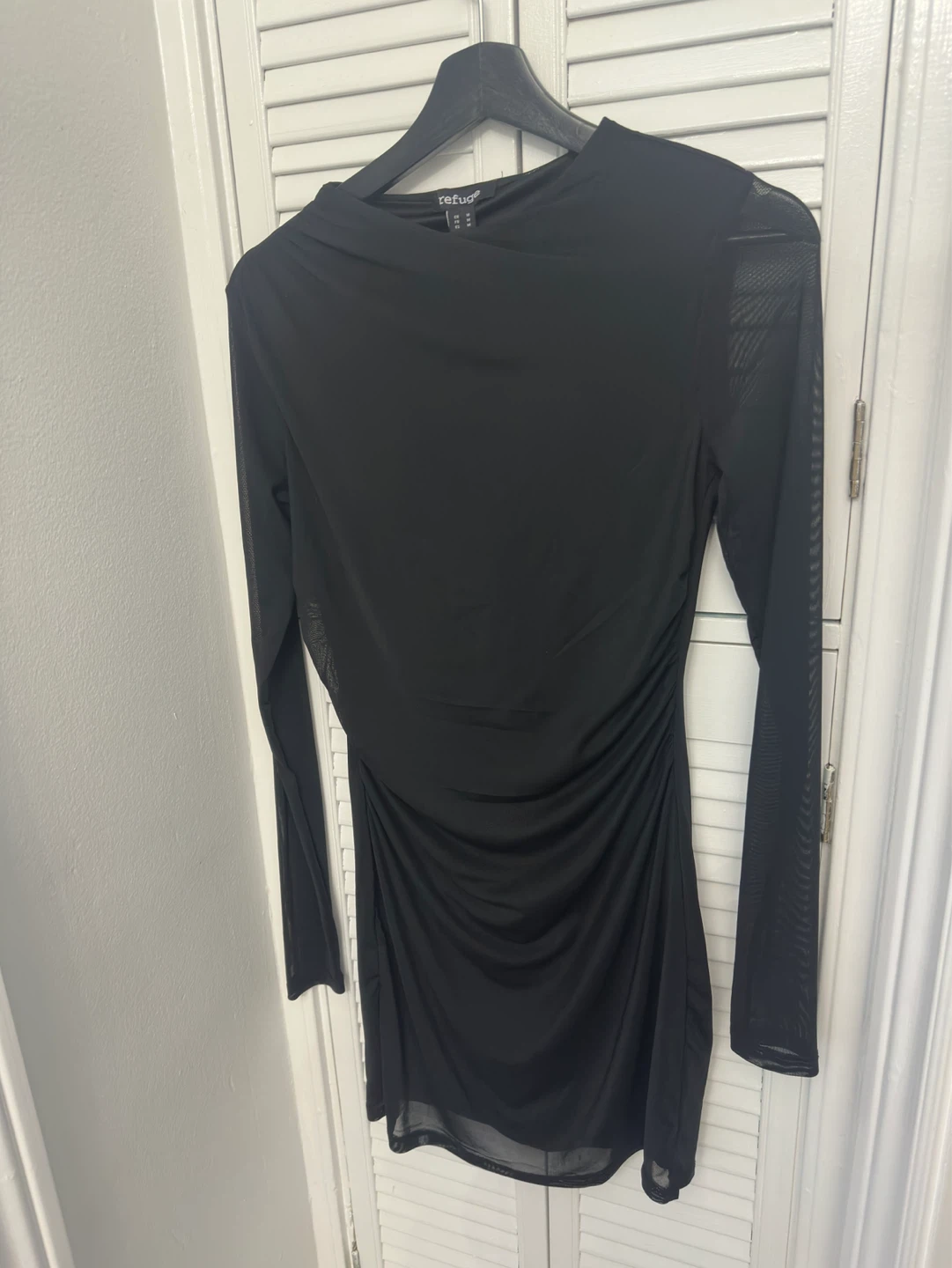 Refuge Black Mesh Ruched Dress - photo 2