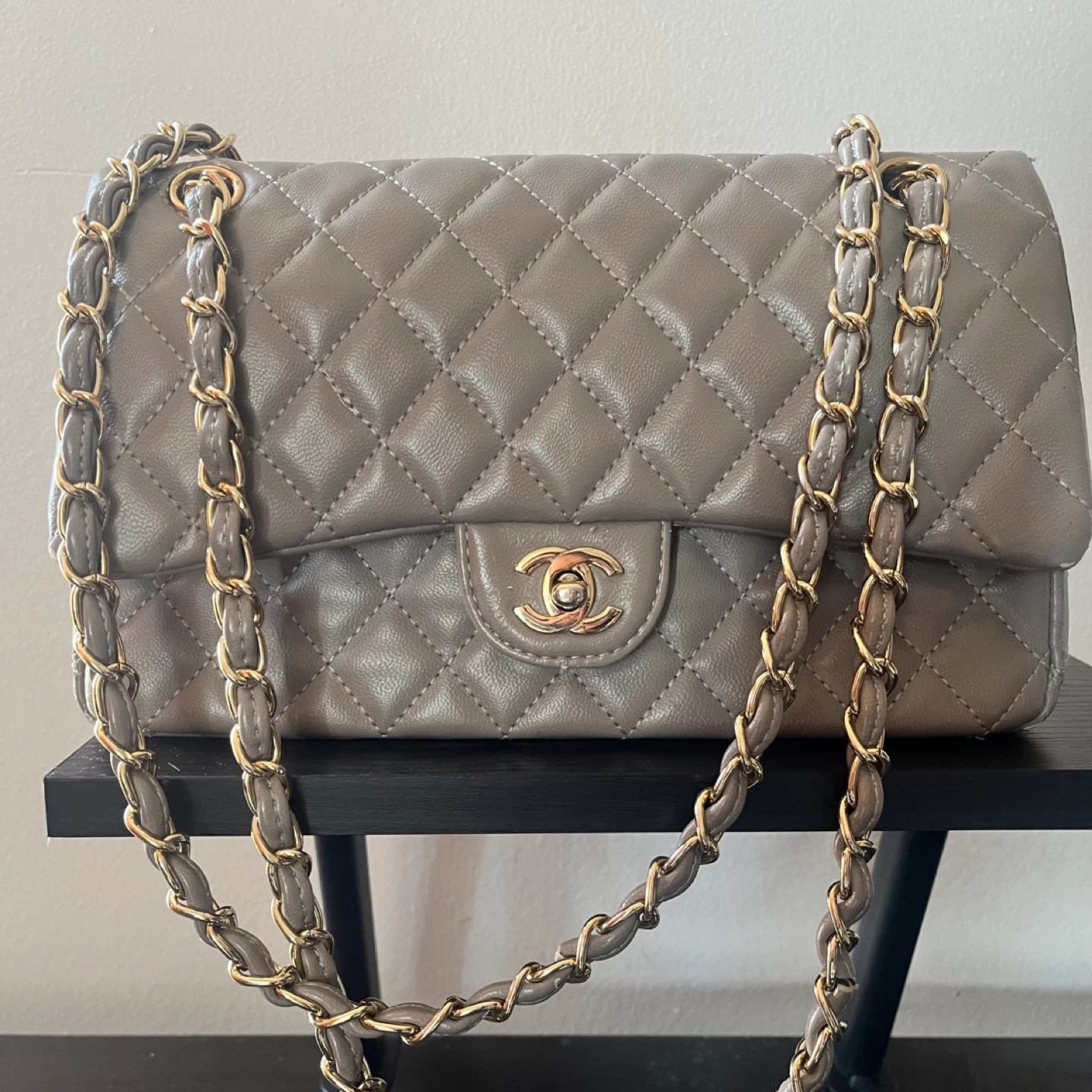 Quilted flap bag, women bag Grey
