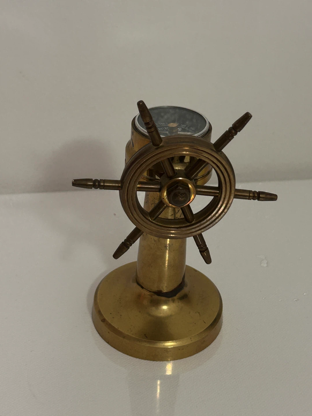 Brass Ship Wheel Compass Desk Decor