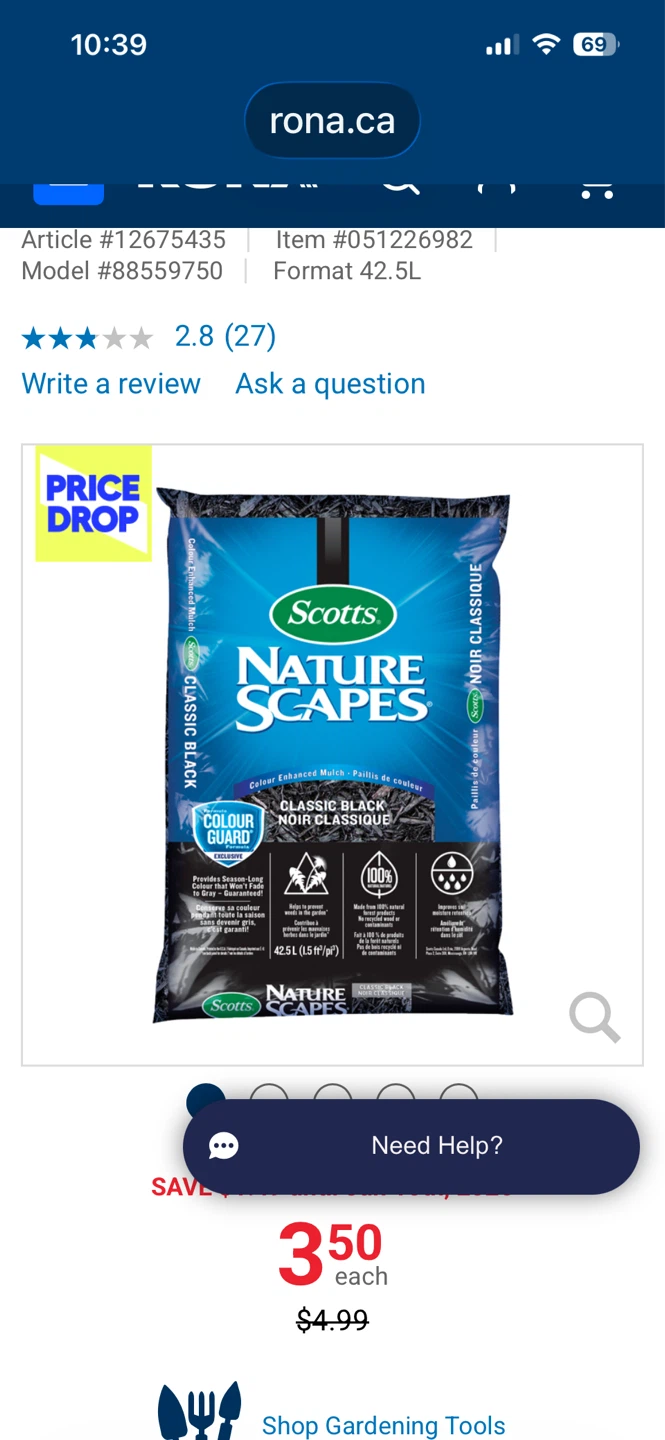 Scotts Nature Scapes Classic Black Mulch 42.5L