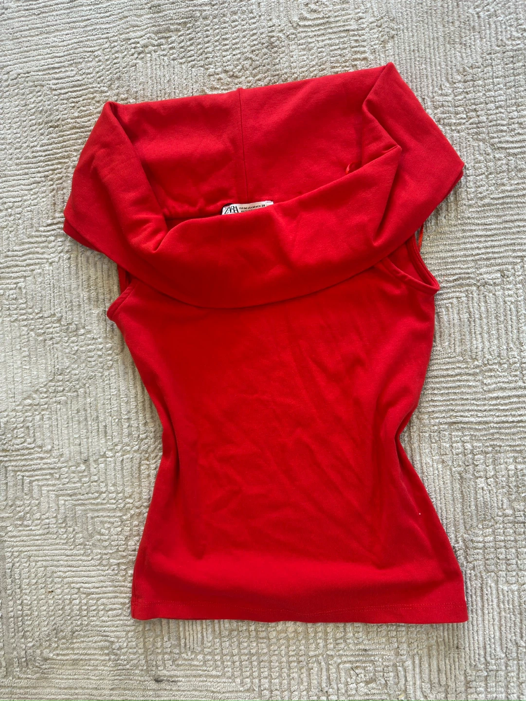 ZARA Red Sleeveless Cowl Neck Top - photo 2