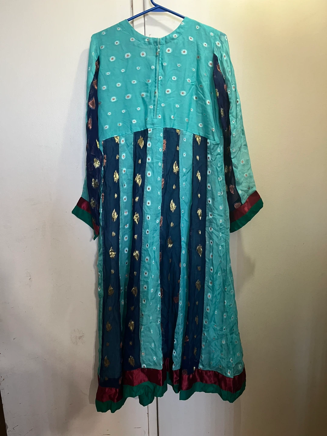 Teal & Navy Embellished Anarkali Suit with Pants and Dupatta - photo 3