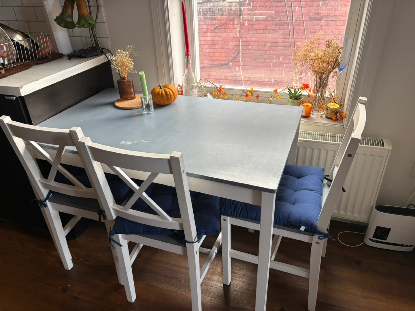 White Dining Table and Chairs Set