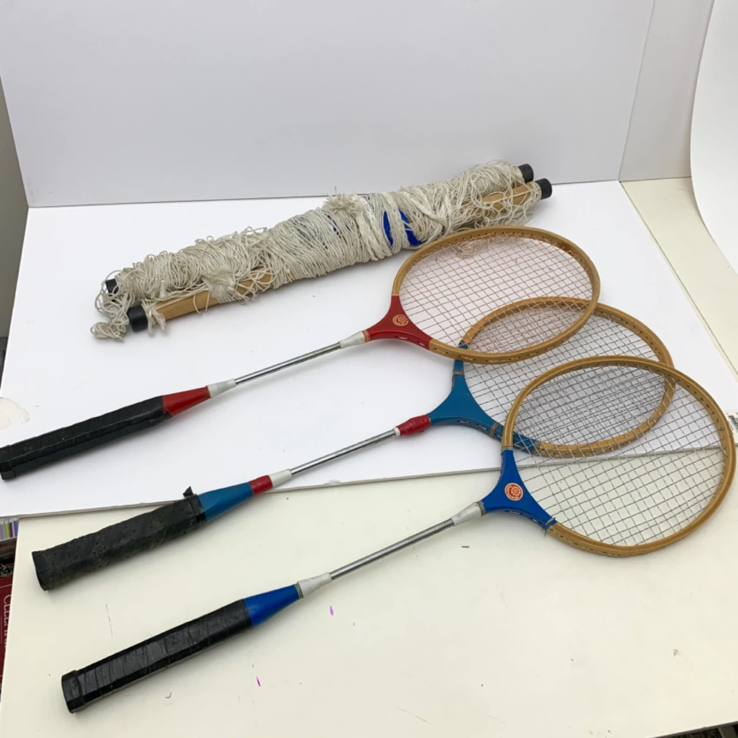 Badminton Rackets Badminton Set Vintage Wooden Racquets With Net - photo 2
