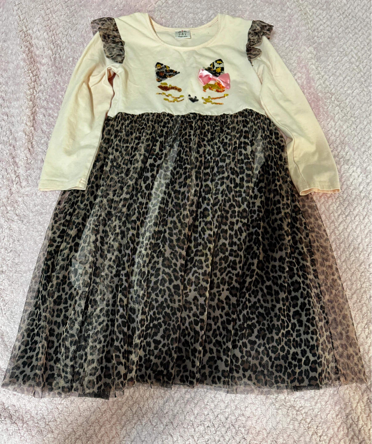 Girls Cat Sequin Dress