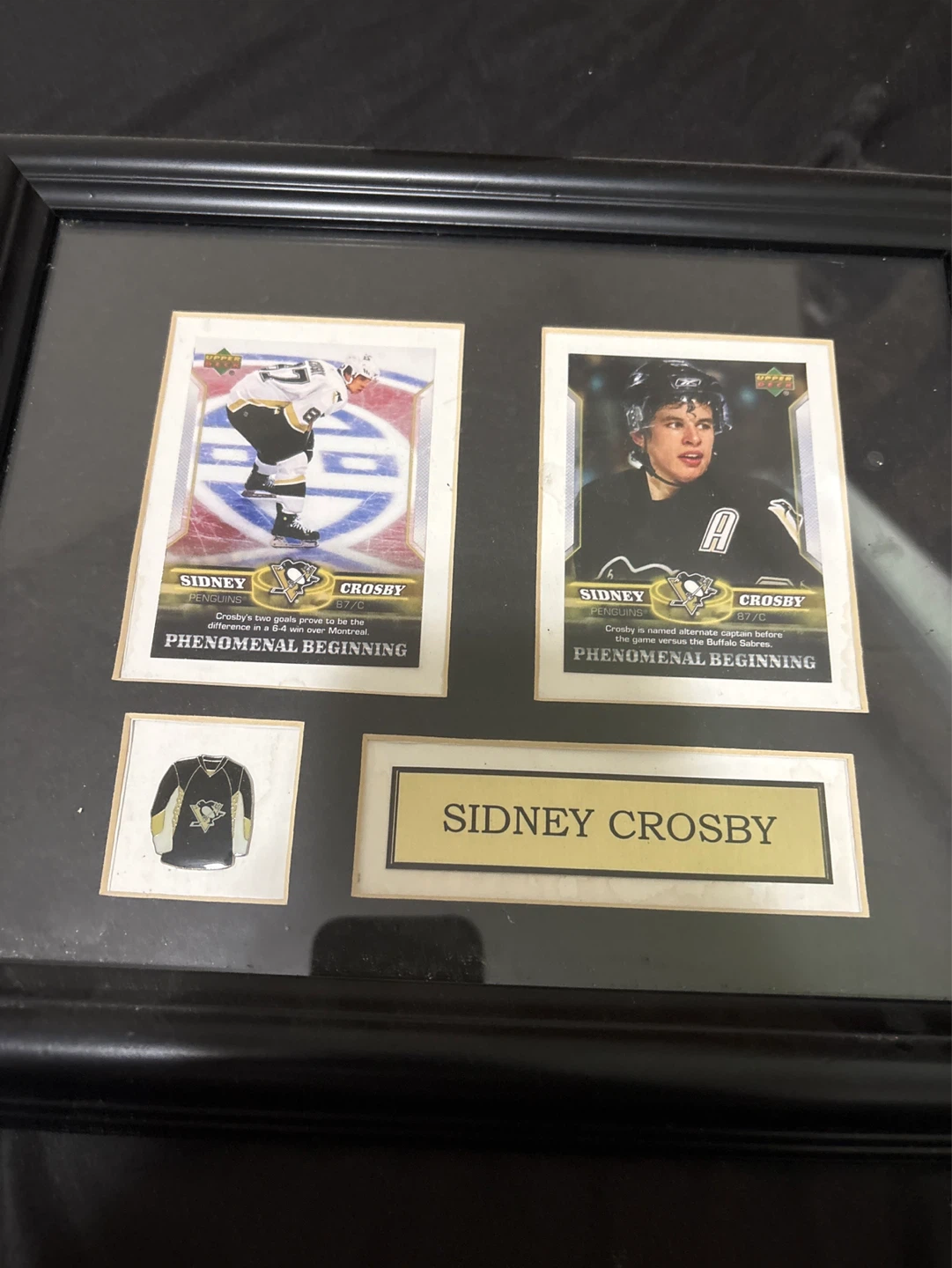 Framed Sidney Crosby Hockey Card Memorabilia
