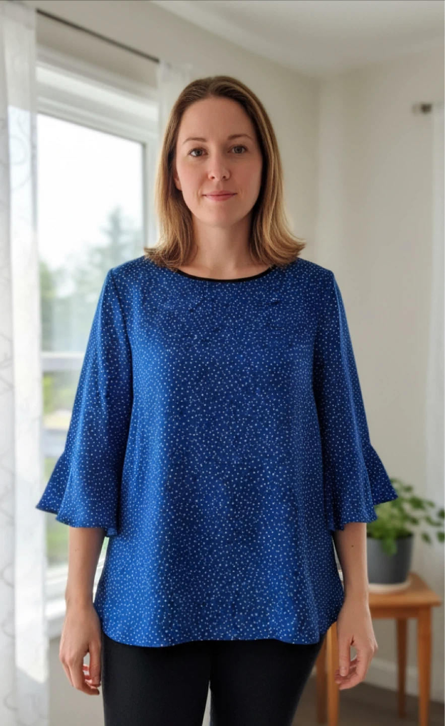 Suzy Shier Blue Polka Dot Blouse - photo 2