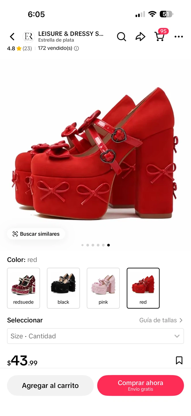 Red Platform Mary Jane Shoes with Bows & Hearts - photo 2