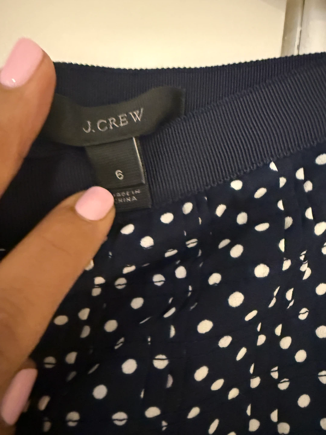 J. Crew Navy Polka Dot Pleated Skirt Size 6 - photo 3
