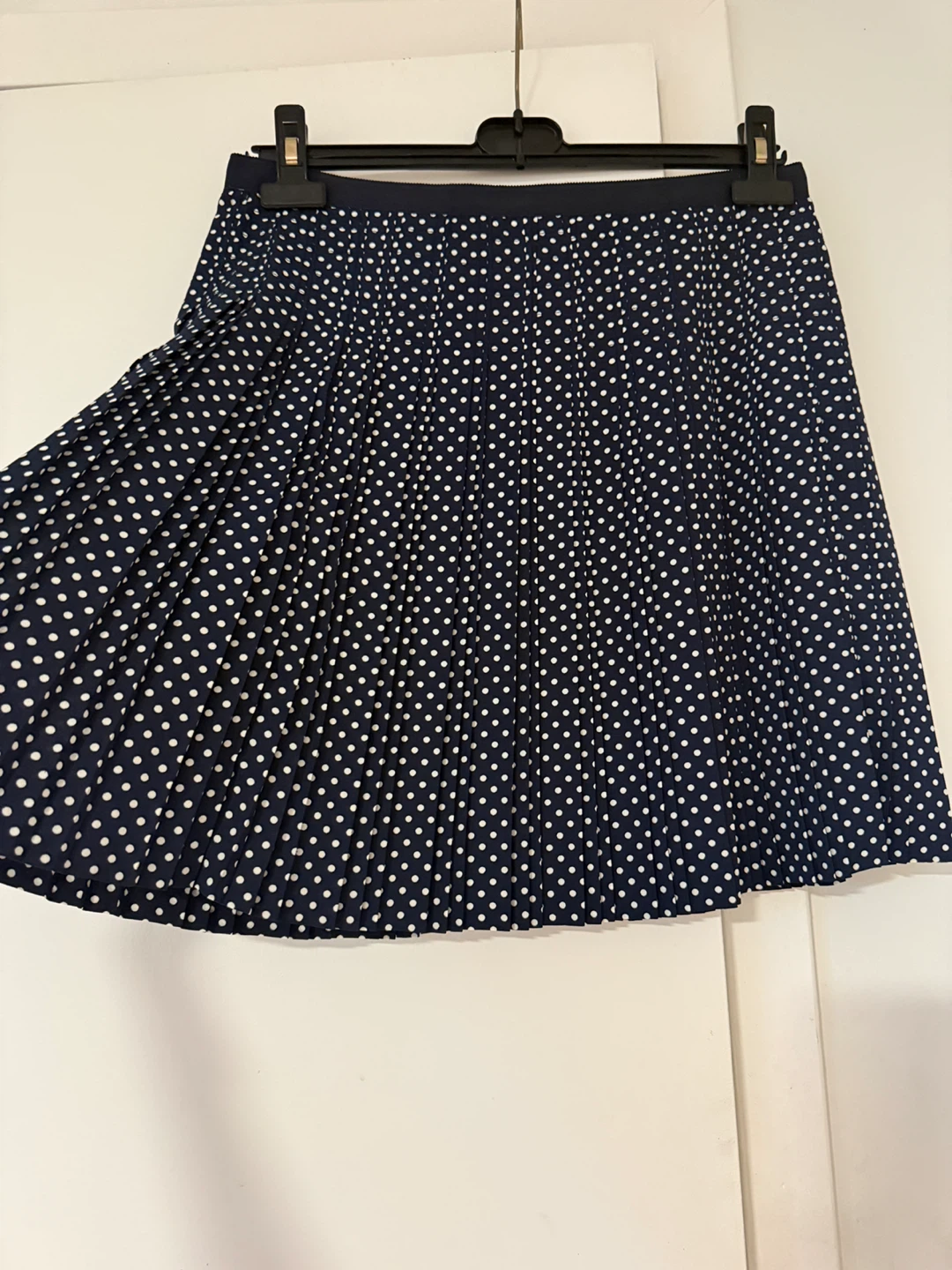 J. Crew Navy Polka Dot Pleated Skirt Size 6
