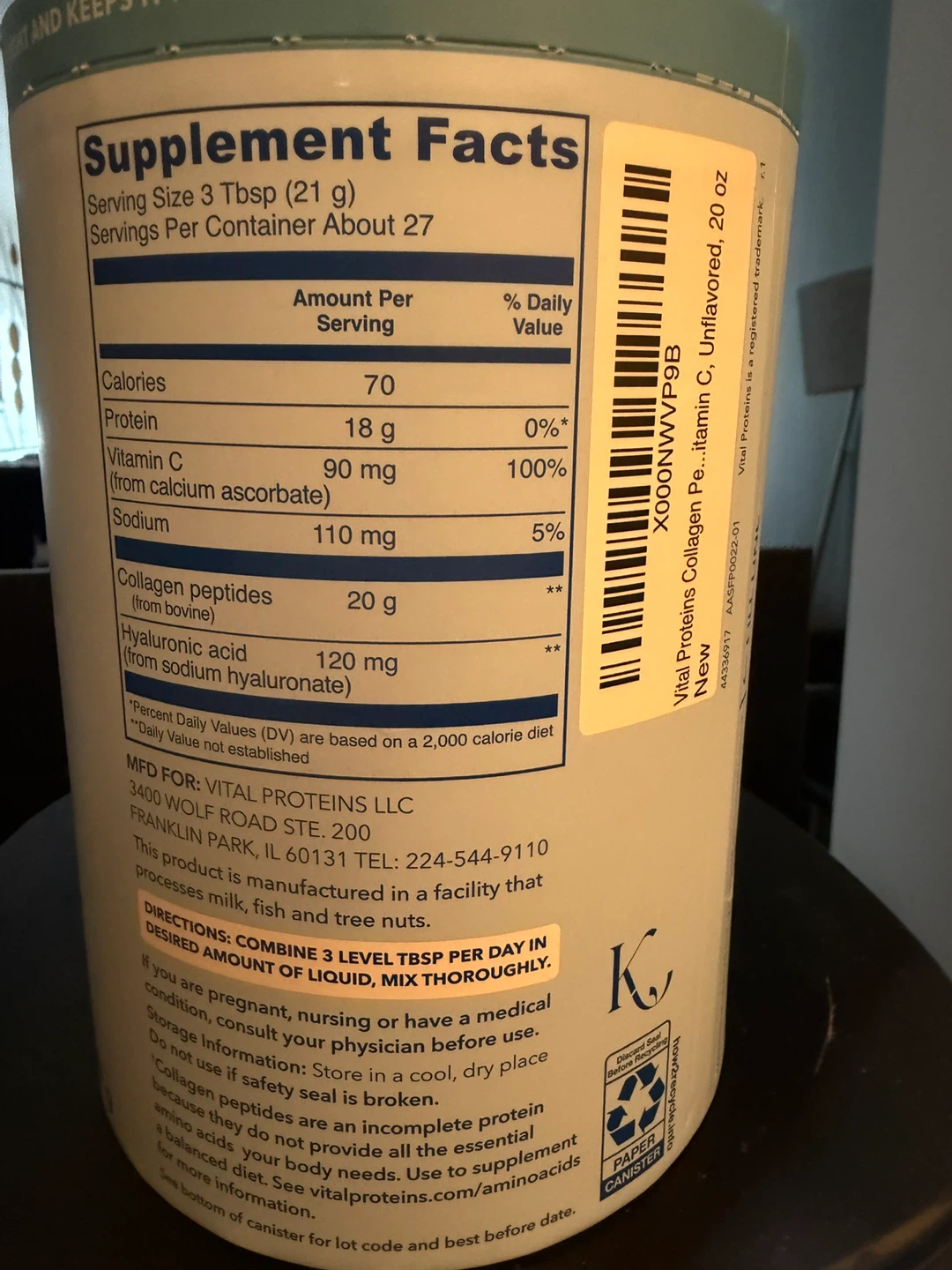 Vital Proteins Collagen Peptides Advanced Unflavored 20 oz - photo 2