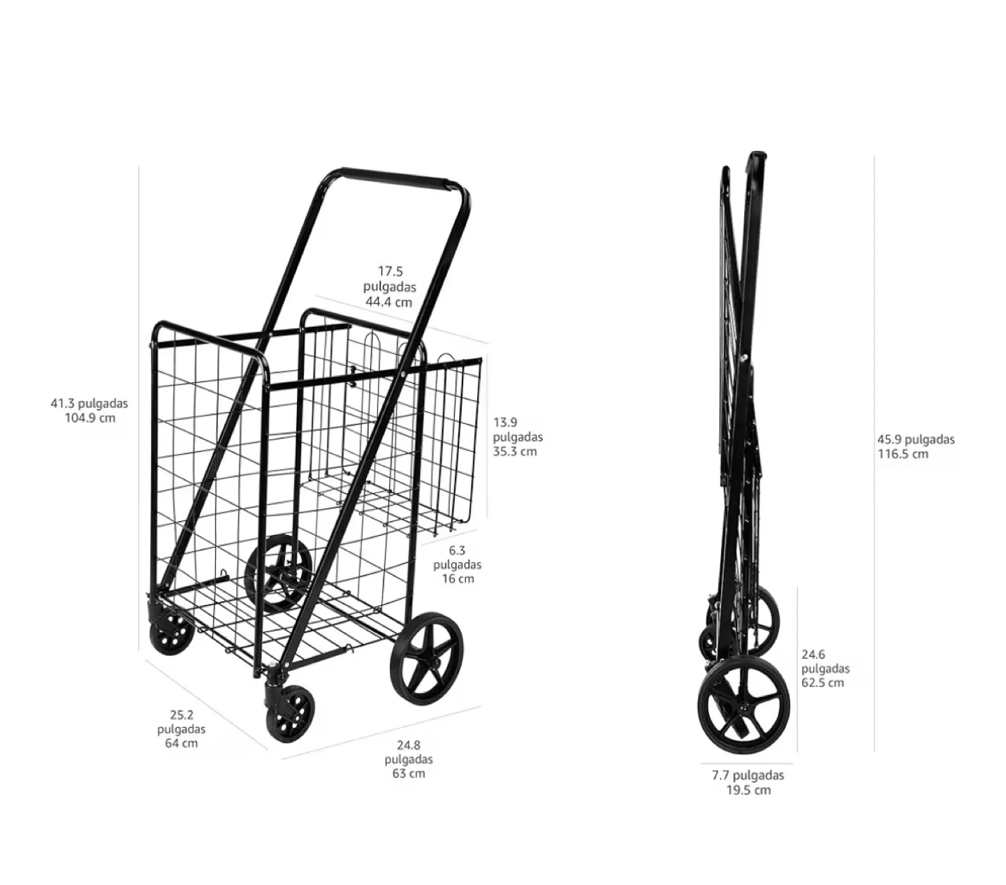 Black Rolling Shopping Cart - photo 2