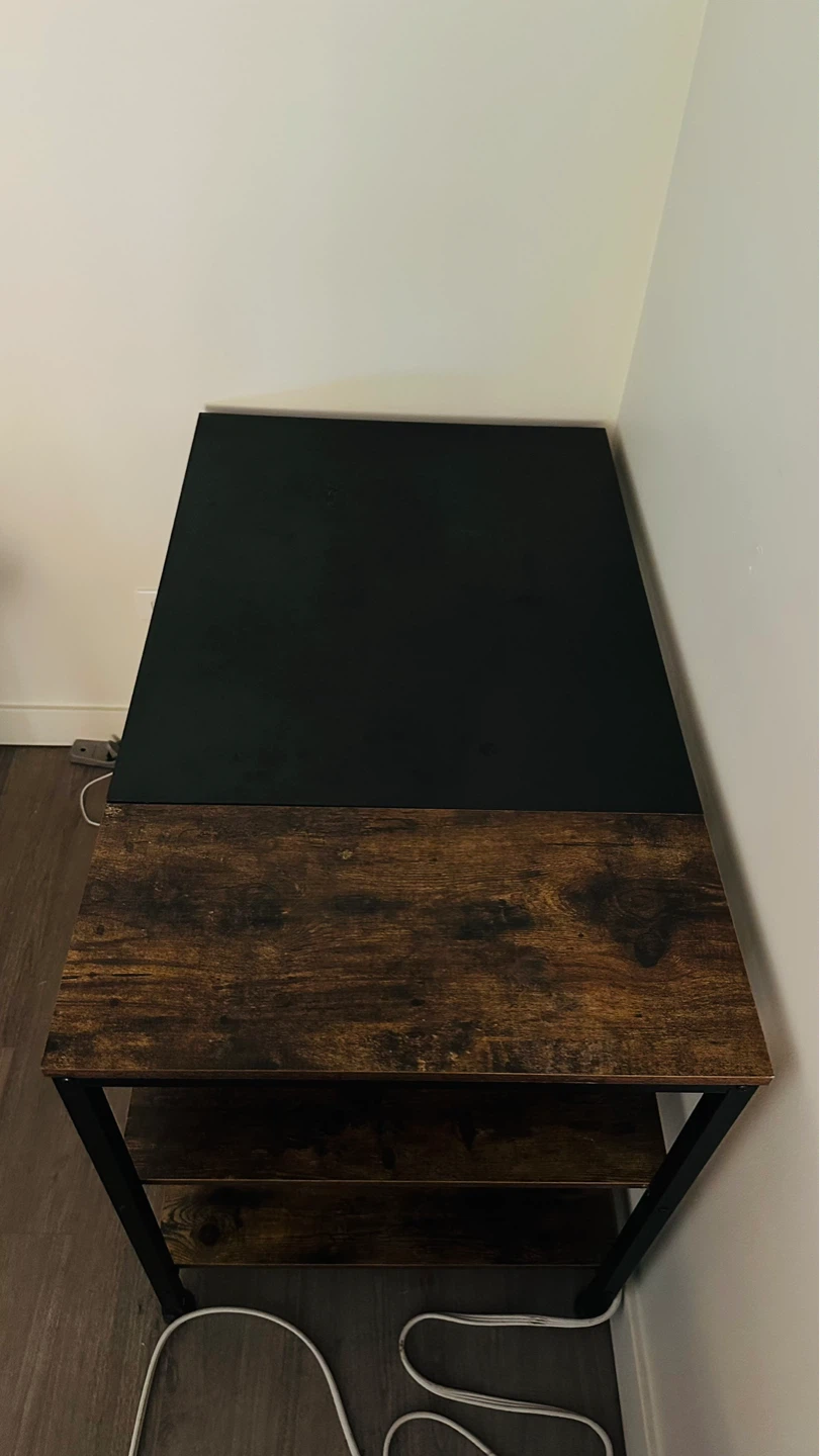 Industrial Desk with 3-Tier Shelving Unit — Rustic Brown & Black - photo 3