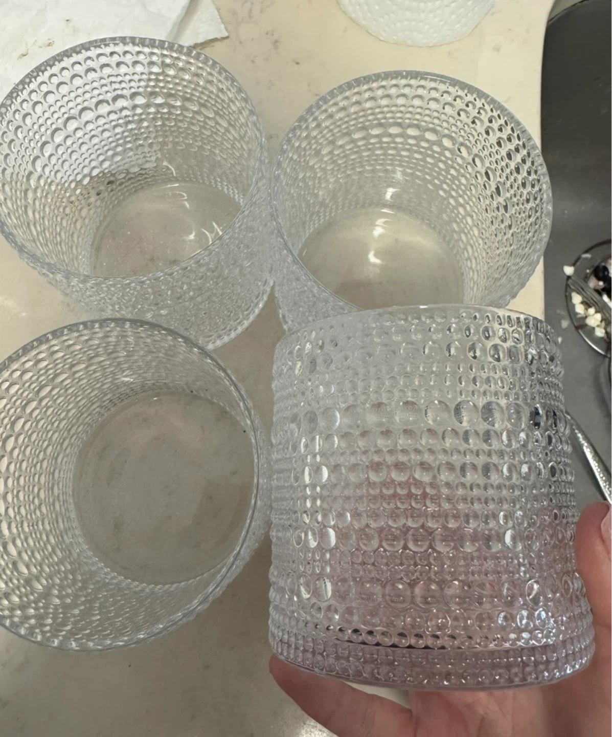 Set of 4 Textured Glass Tumblers