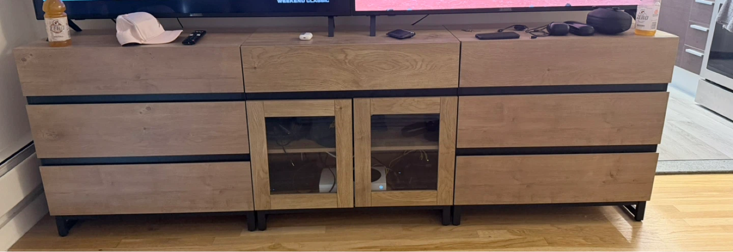 Wood and Black Media Console / TV Stand