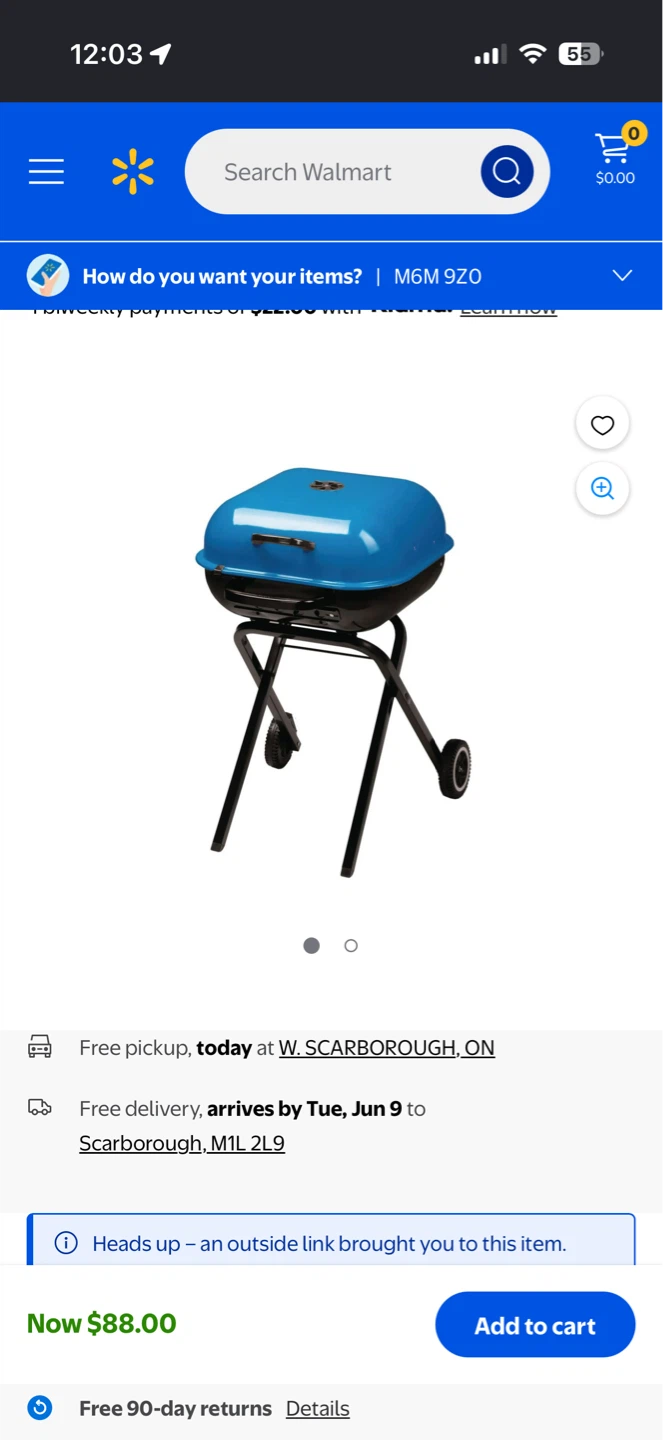Blue Portable Charcoal Grill
