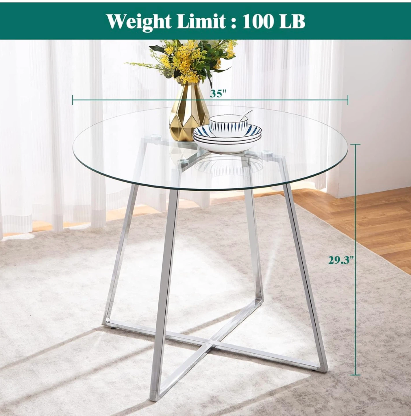 Round glass dining table - photo 3