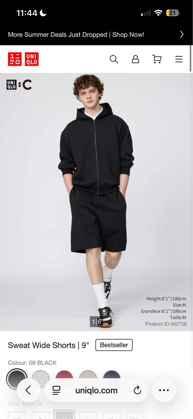 UNIQLO :C Sweat Wide Shorts Black Size M - photo 3
