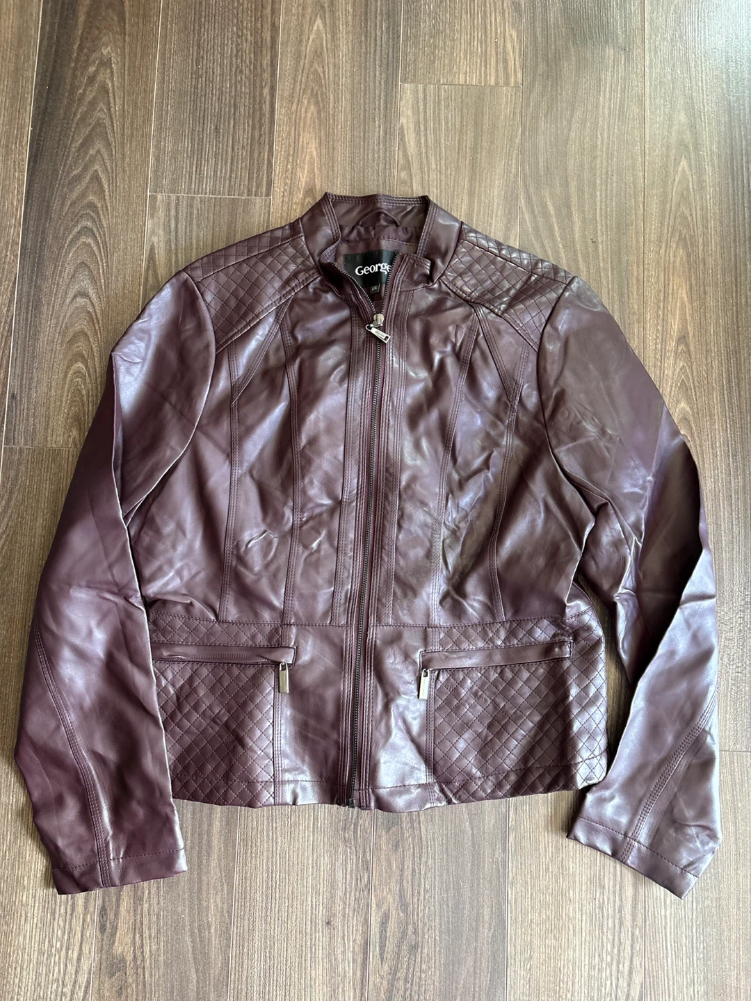 George Faux Leather Jacket - Burgundy - L/G