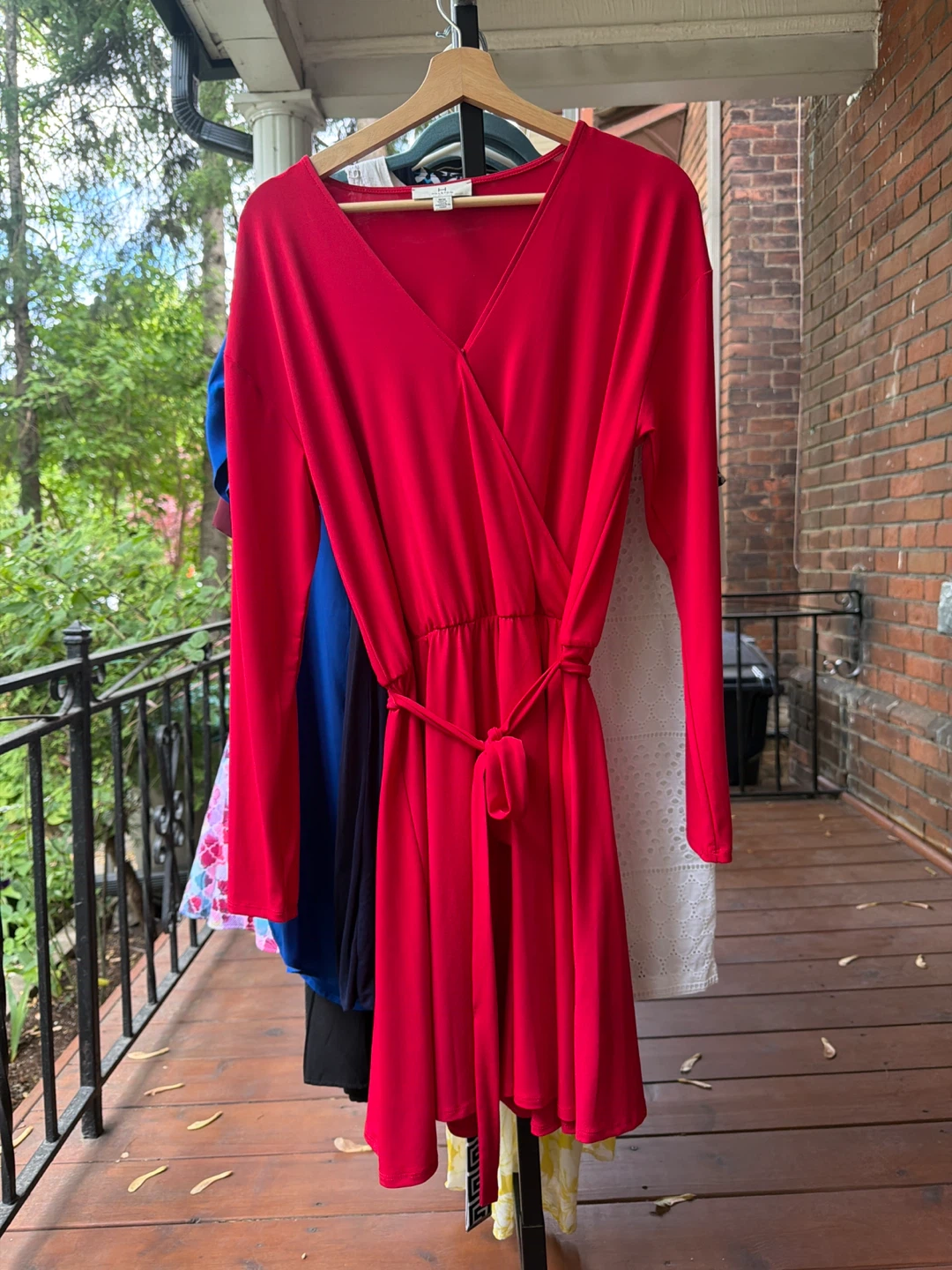 Women's Red Faux Wrap Dress