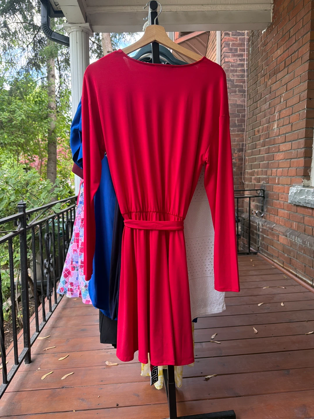 Women's Red Faux Wrap Dress - photo 2