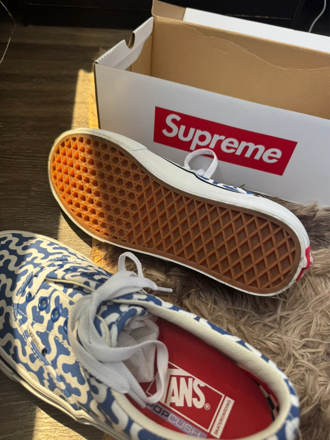 Supreme x Vans Era S logo monogram Blue White Shoes - photo 2