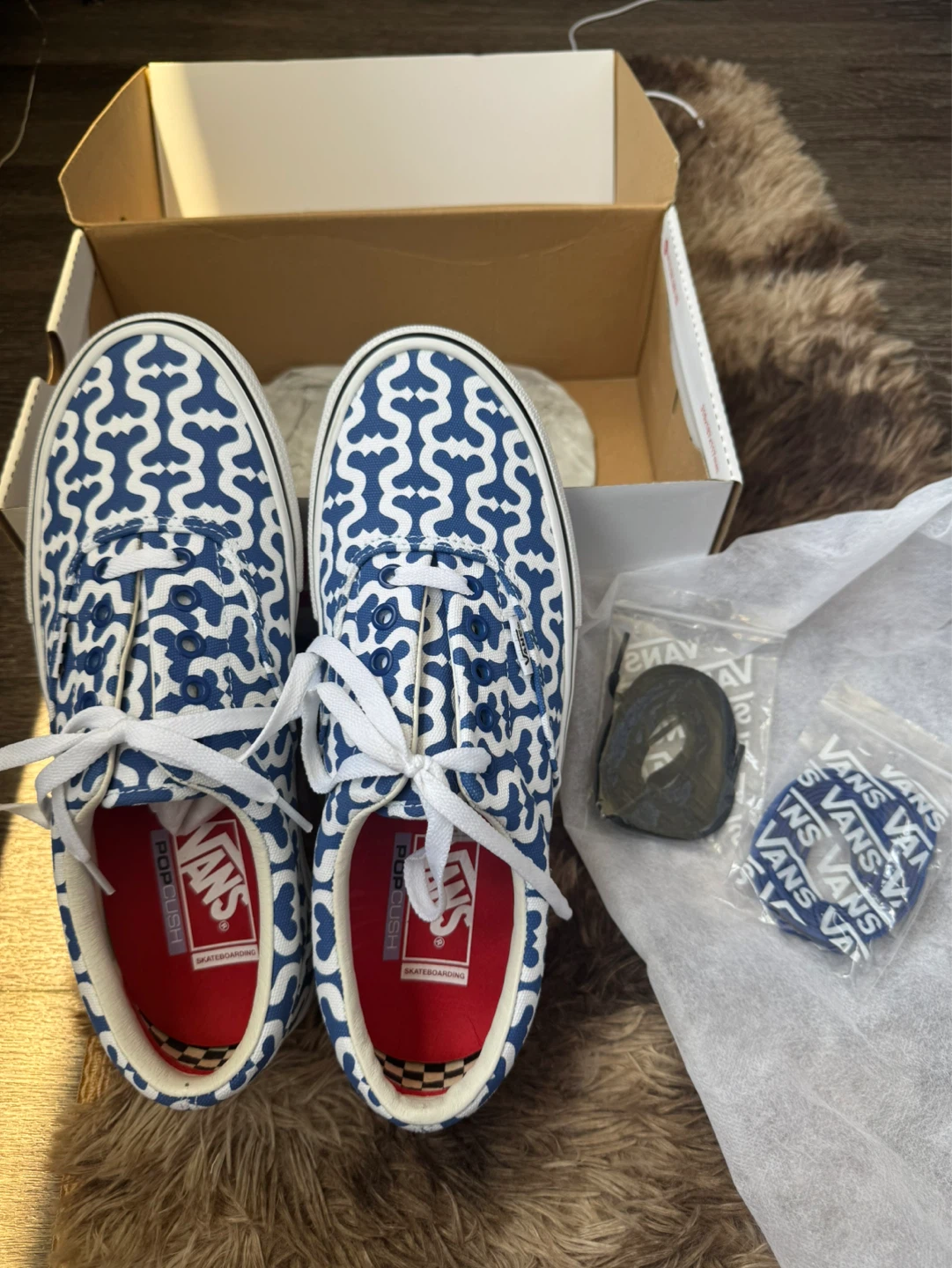 Supreme x Vans Era S logo monogram Blue White Shoes