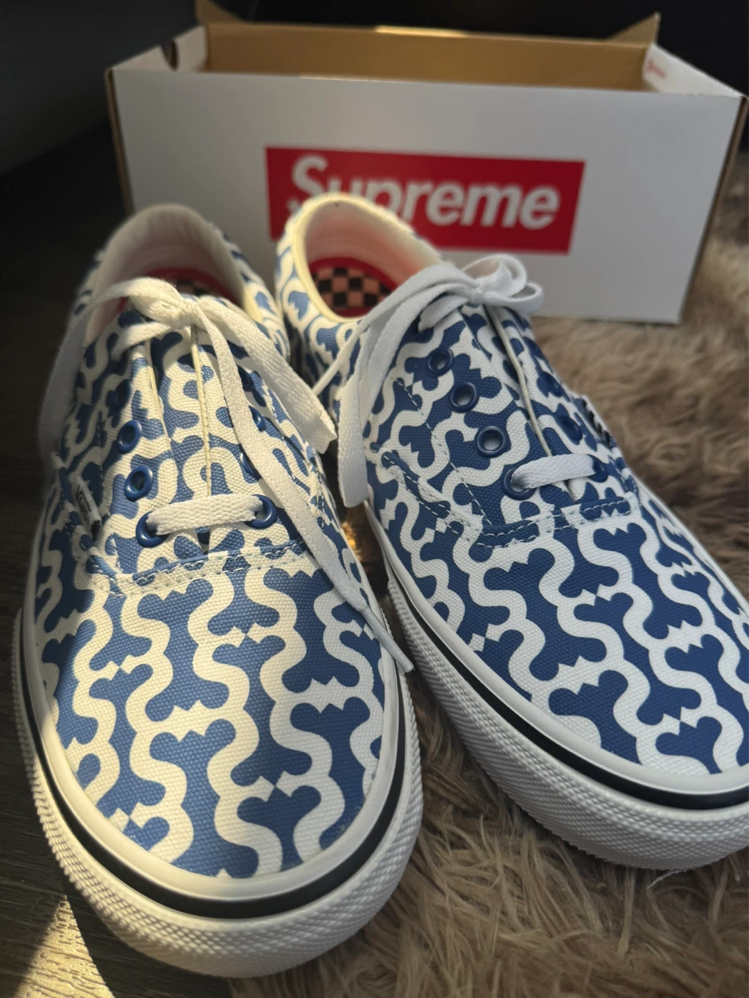 Supreme x Vans Era S logo monogram Blue White Shoes - photo 3